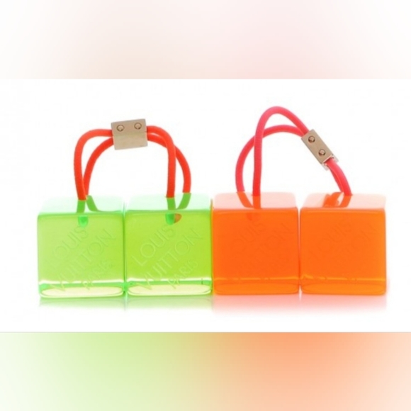 Louis Vuitton Neon Green Cube Orange Hair Tie Louis Vuitton Neon Elastic Cubes - Etsy main image 2